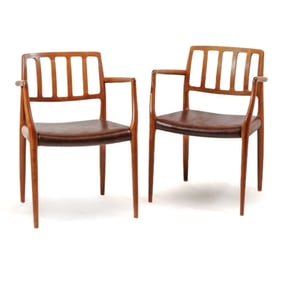 2 Mid Century Modern J.L. Moller Model 66 Chairs