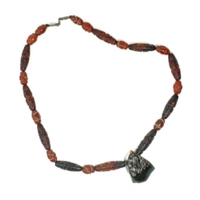 Tibetan Carved Agate Stone Beaded Necklace