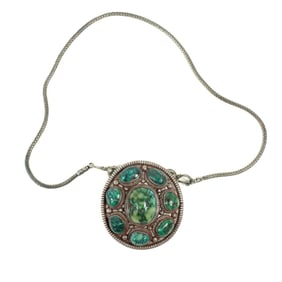 Tibetan Turquoise 925 Silver Marked Necklace