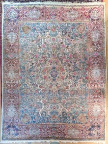 Room Size Vintage Persian Kirman Hand Knotted Carpet