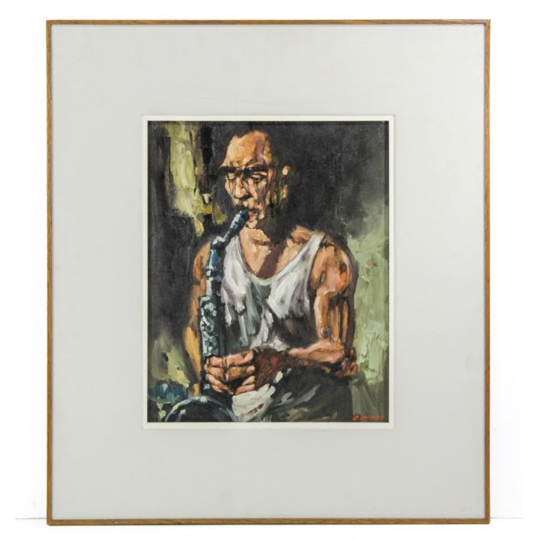 Glauco Chavez  "Saxophonist" Oil on Canvas, 1979 (1 of 5)