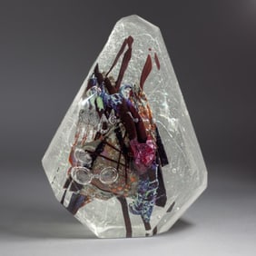 Grant Miller Art Glass Prism Sculpture 1987
