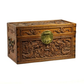 Antique Chinese Carved Camphor Wood Chest