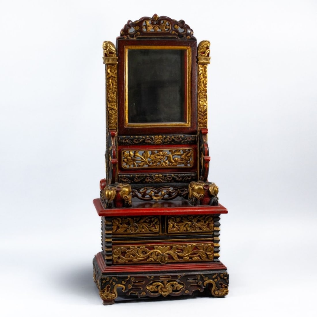 Straits Chinese Red & Gold Wedding Mirror Cabinet (1 of 7)