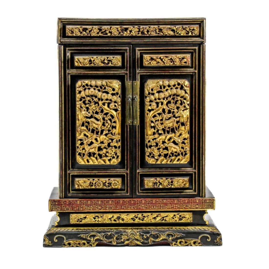 Straits Chinese Red & Gold Carved Shrine Cabinet (1 of 7)