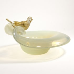 Vintage Murano Glass Gold Bird Bowl
