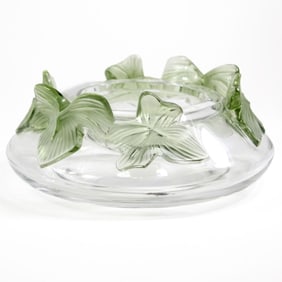 Lalique "Lierre Green Ivy" Leaf Glass Bowl