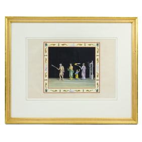 Antique French Neoclassical Style Engraving Signed