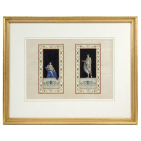 Antique French Neoclassical Style Engraving Signed