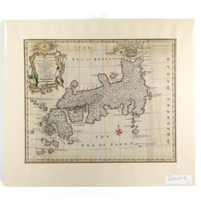 1747 Copper Engraving Empire of Japan Tinted Map