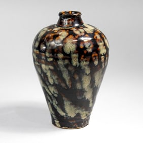Chinese Tortoise Shell Glaze Meiping Pottery Vase