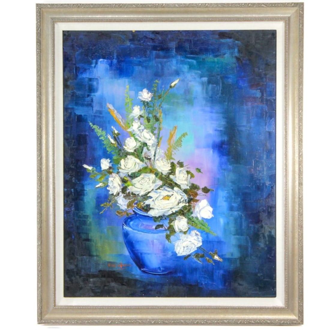 Nina D Buxton "White Roses" Oil On Canvas (1 of 6)
