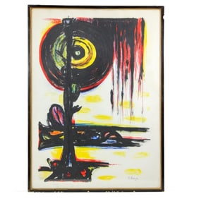 Pompeo Borra Abstract Landscape Color Lithograph