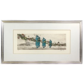 Lars Bo "Les Portes" Surrealist Color Etching
