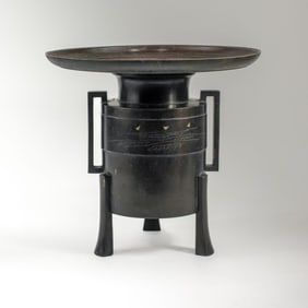 Antique Japanese Bronze Usubata Ikebana Vase