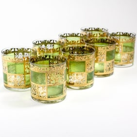 8 Culver "Prado Green" Old Fashioned Glasses
