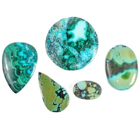 Collection Chrysocolla Malachite Cabochon Stones