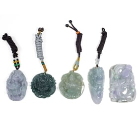 Collection of Five Chinese Jade/Hardstone Pendants