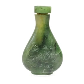Chinese Green Spinach Jade/Hardstone Snuff Bottle