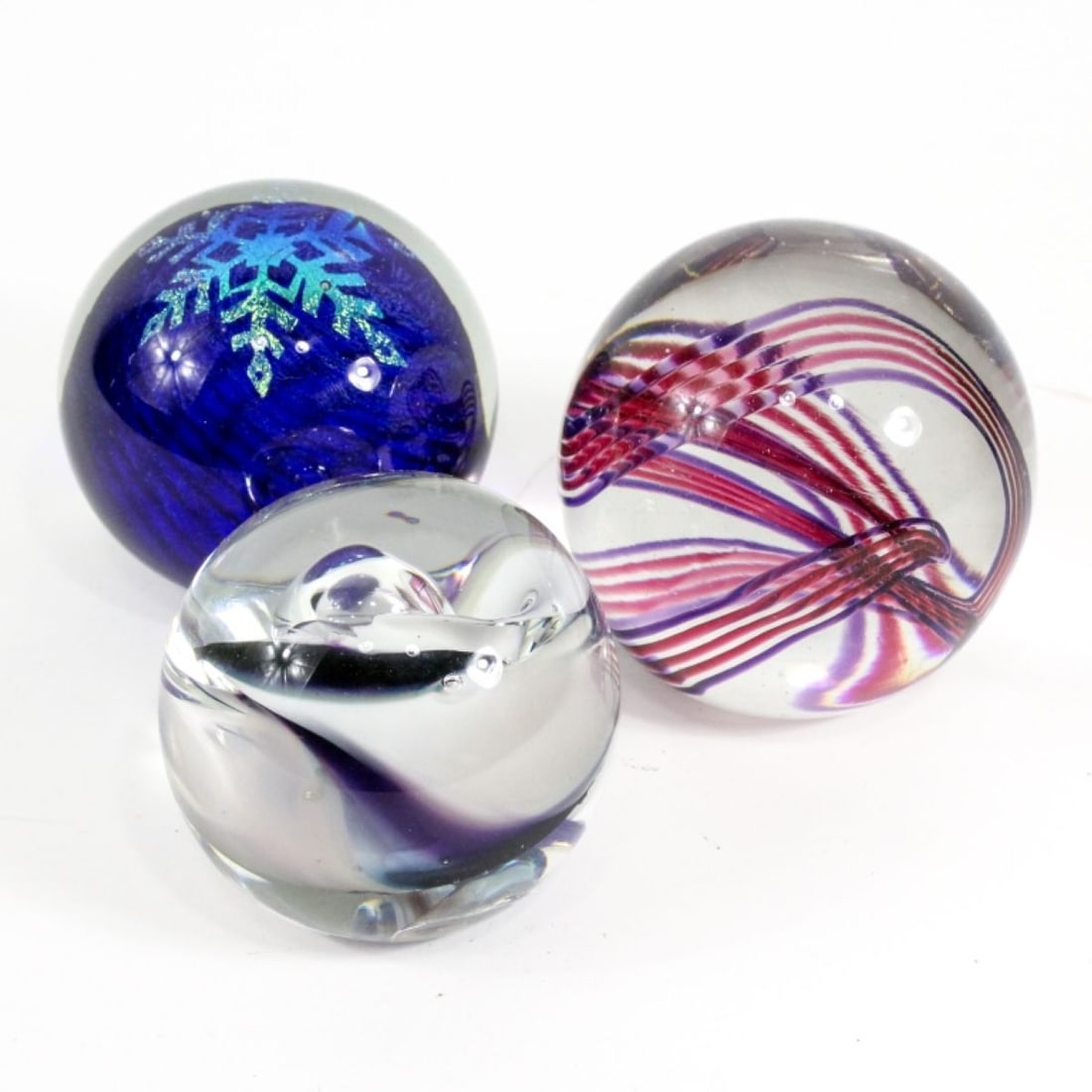 Three Signed Studio Glass Paperweights (1 of 9)
