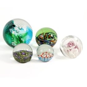 Five Studio Glass Paperweights