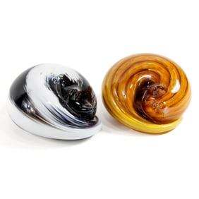 Pair of Studio Glass Snail Paperweights Signed