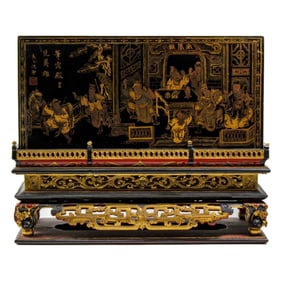 Antique Chinese Carved & Lacquered Wood Altar
