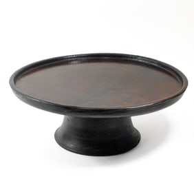 Large Asian Turned Wood Pedestal Stand