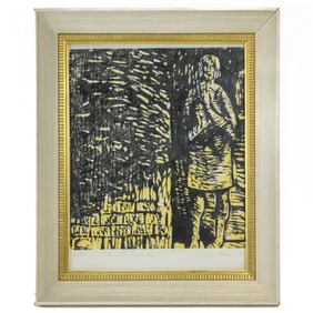 Anne Rose "In The Doorway" Woodcut Print, 1988