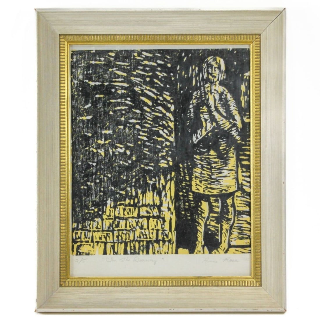 Anne Rose "In The Doorway" Woodcut Print, 1988 (1 of 6)