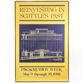 Vintage Seattle Olympic Hotel Preservation Poster