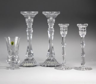 Waterford & Mikasa Crystal Candlesticks & Vase