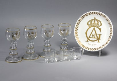 Handmade Dansk Gustav Glassware Set and Plate