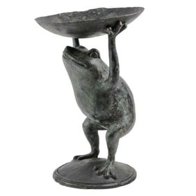 Patinated Brass Frog Tazza Statue