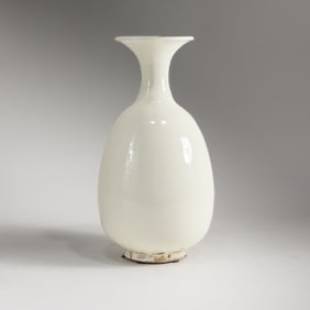 Korean Joseon Porcelain White Glazed Bottle Vase