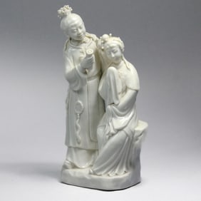 Chinese White Dehua Porcelain Figural Group Statue