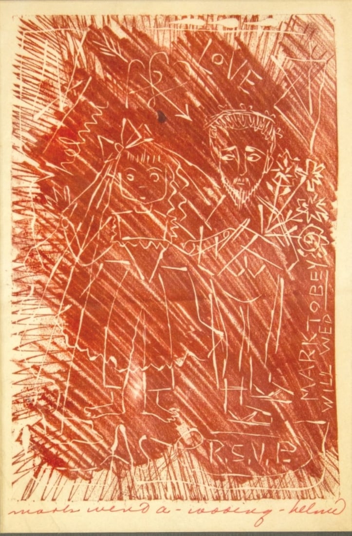 Helmi Juvonen (WA) "Mark went a-wooing'' Linocut (1 of 7)