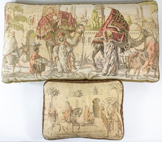 Two Antique Tapestry Pillows / Fortuny