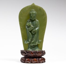 Chinese Carved Jade/Hardstone Buddha Statue