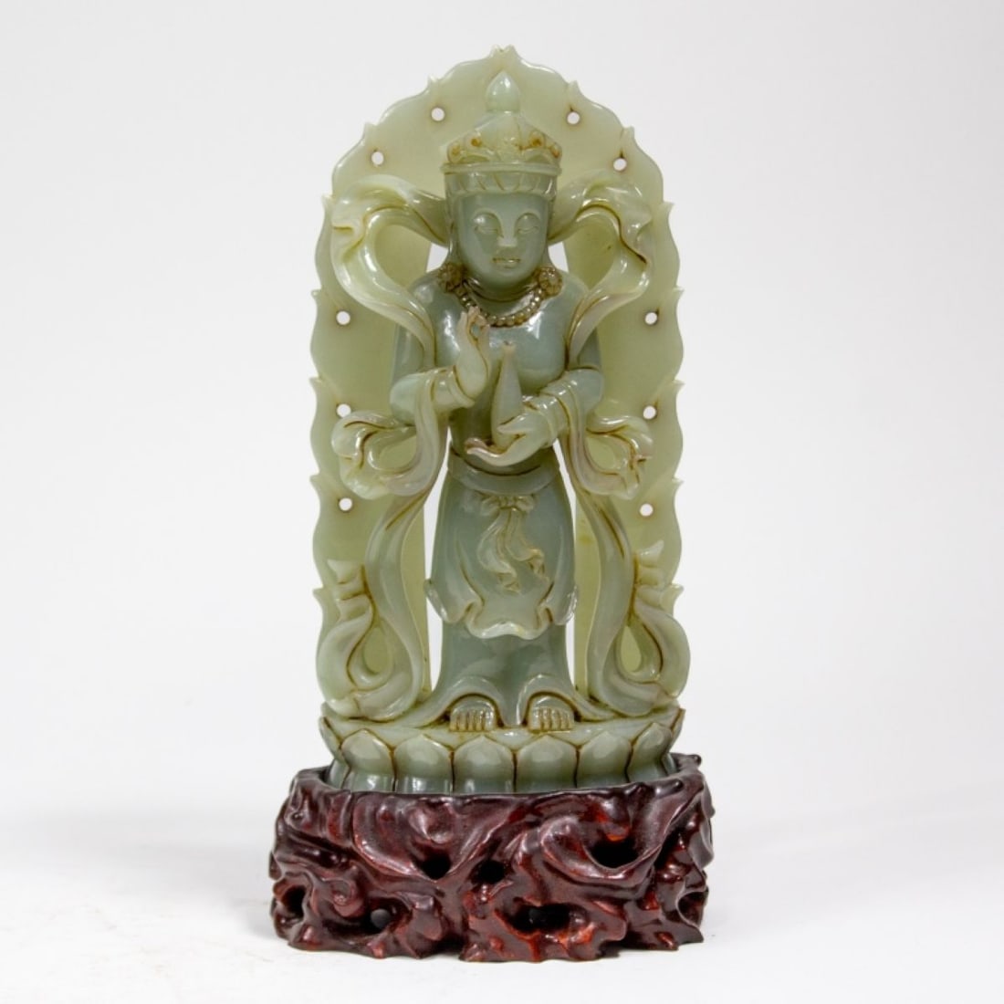 Chinese Carved Jade/Hardstone Guanyin Statue (1 of 5)