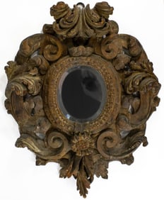 Antique Italian Baroque Carved Wood Mirror