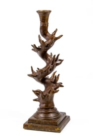 Vintage Bronze Candlestick by Luciano Tempo