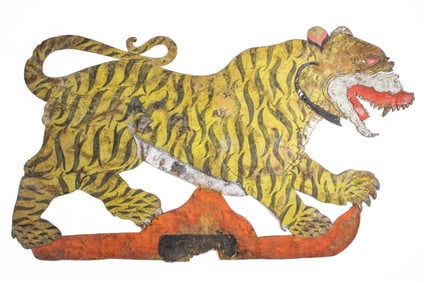 Indonesian Balinese Leather Tiger Shadow Puppet