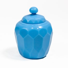 Antique Chinese Blue Peking Glass Covered Jar