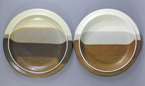 Two Fabrik Agate Pass Stoneware Chop Plates 13"