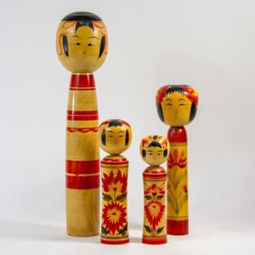 Vintage Kokeshi Dolls / Kyuya Sato 18"