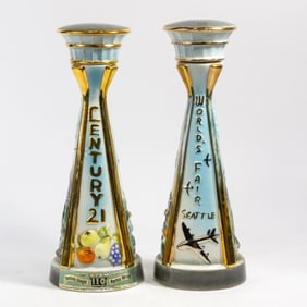 Two Beam Century 21 Space Needle Decanters