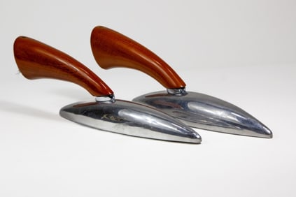 Pair Streamline Modern Aluminum & Wood Sconces