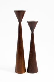 Pair Midcentury Danish Rosewood Candlesticks