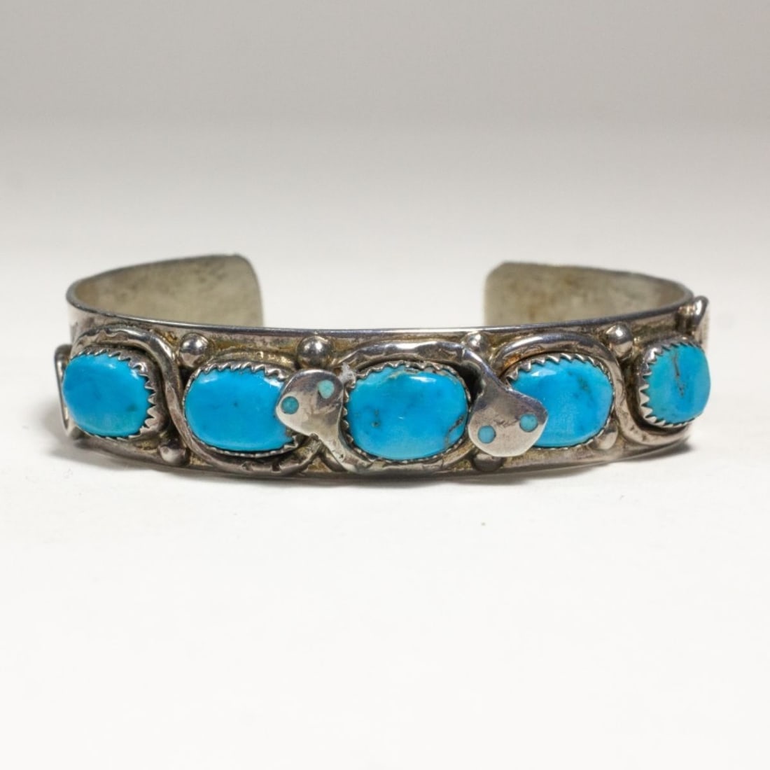 Effie C Zuni Silver & Turquoise Snake Bracelet (1 of 6)